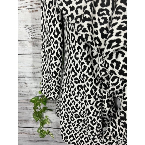 Calvin Klein Jacket size 2 Black White Cheetah Leopard Waterfall Career Stretch - Picture 8 of 13
